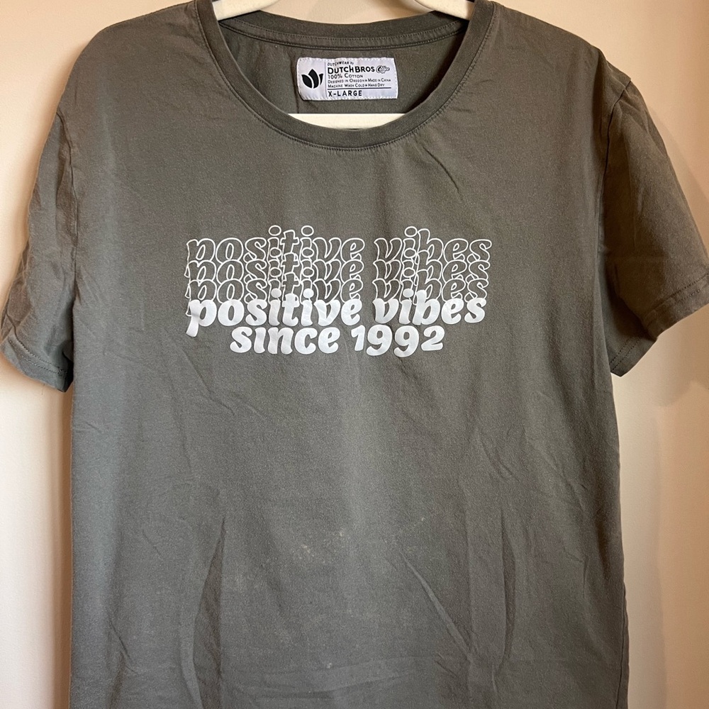 Dutch Bros Olive Green Positive Vibes T-Shirt